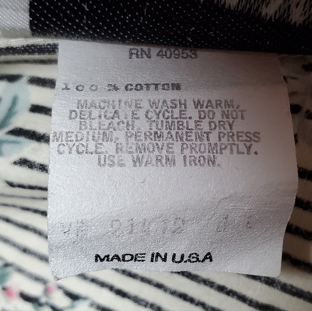 Casey & Max Vintage 80s Mixed Media Floral Striped Hi-low Button Up Blouse L - Picture 15 of 15